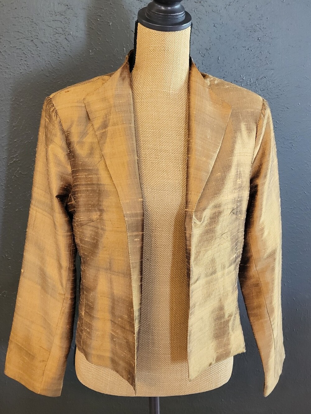 Bleu Bayou Ochre Silk Open Jacket Small